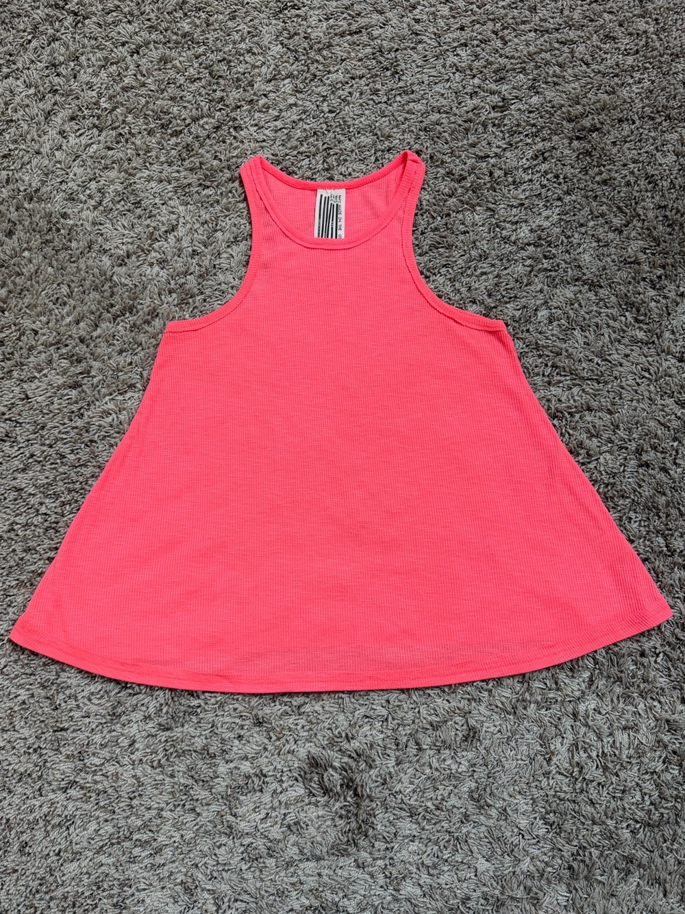 Free People Hot Pink Orange Ribbed Tank Top Size Small - Picture 5 of 8